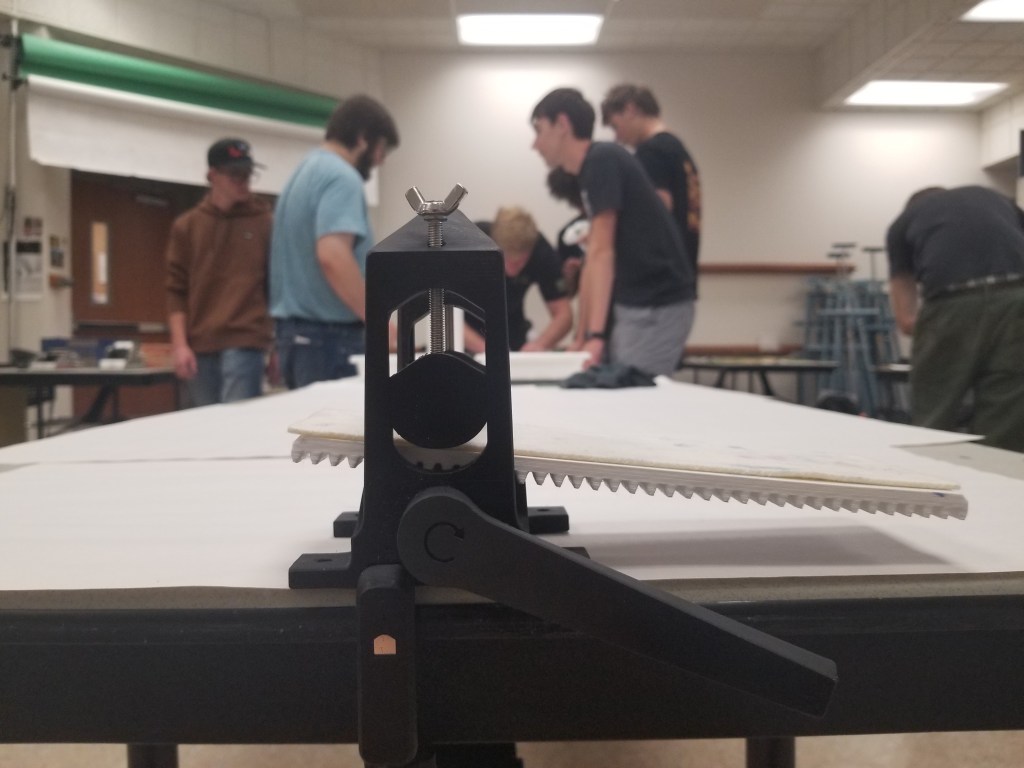 Photo of a mini printing press ready for use. 